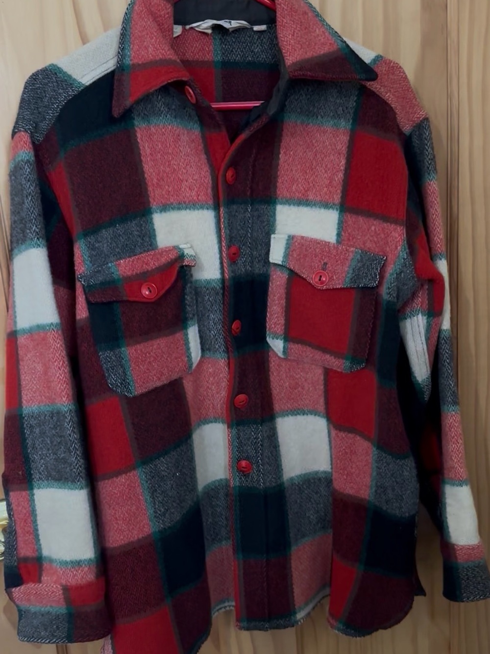 Woolrich Red Plaid Button-Up Shirt Jacket